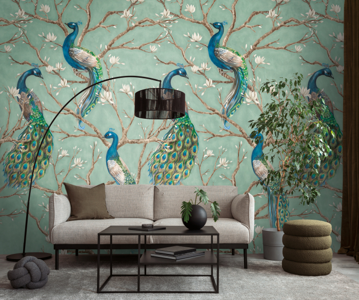 79223-9 Панно AS Creation 159*280, Павлины в цветущем саду